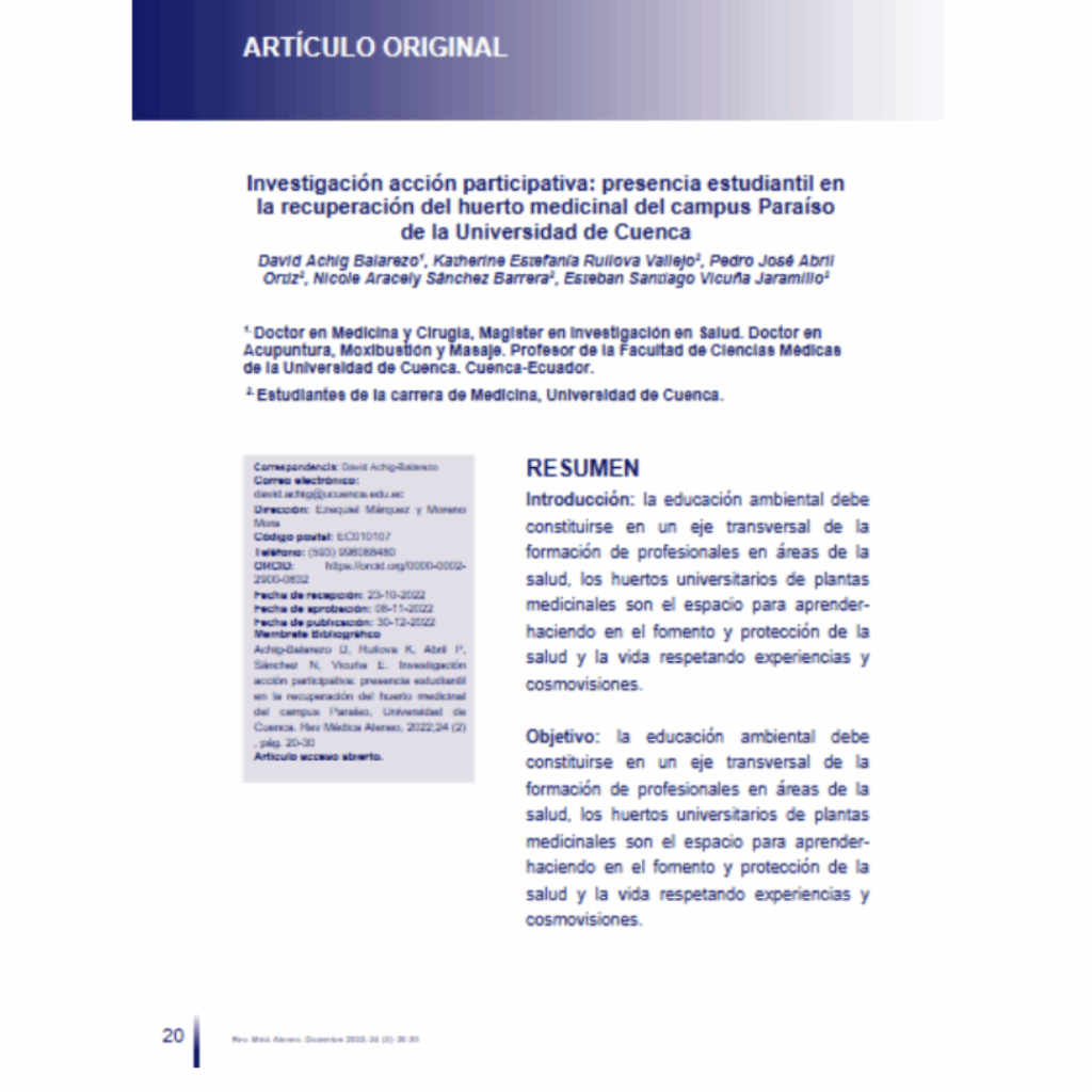 Disponible en: https://colegiomedicosazuay.ec/ojs/index.php/ateneo/issue/view/16/ATENEO2422022